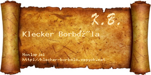 Klecker Borbála névjegykártya